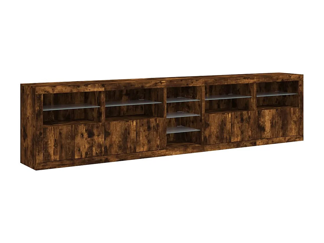 Buffet avec lumières LED chêne fumé 283x37x67 cm