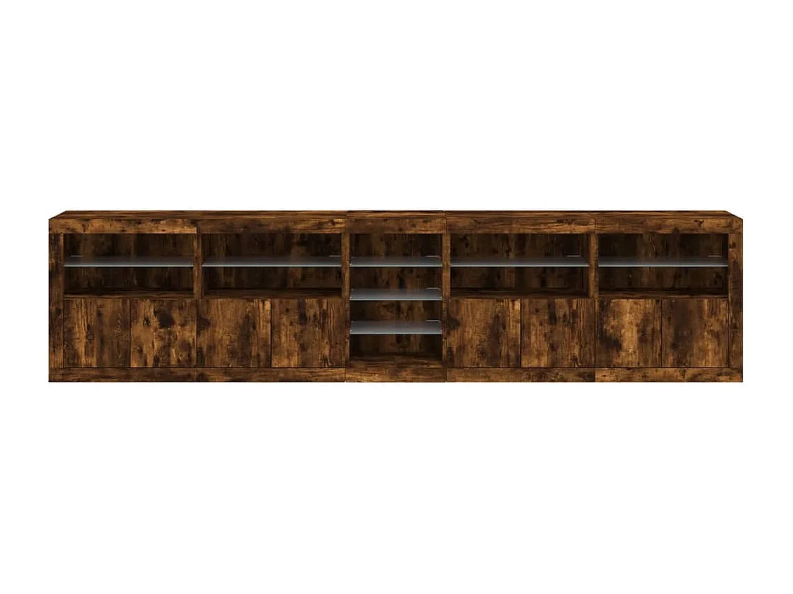 Buffet avec lumières LED chêne fumé 283x37x67 cm