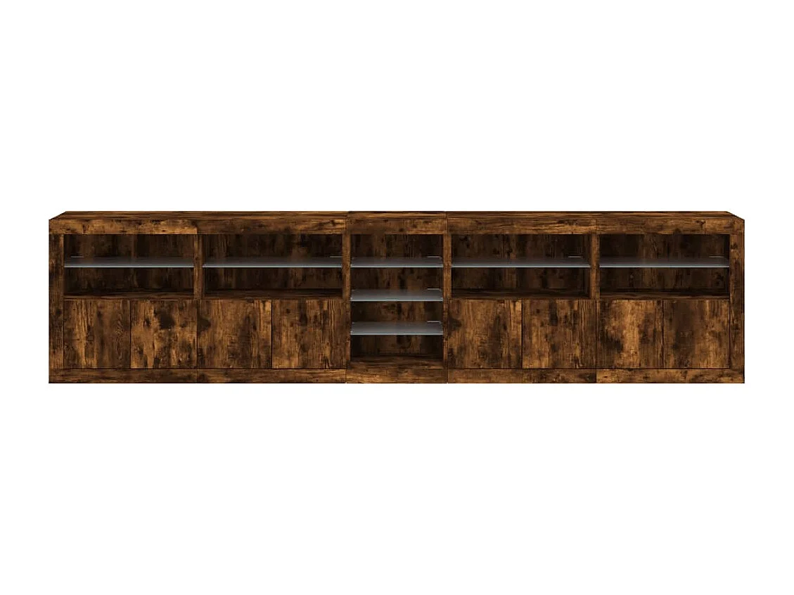 Buffet avec lumières LED chêne fumé 283x37x67 cm