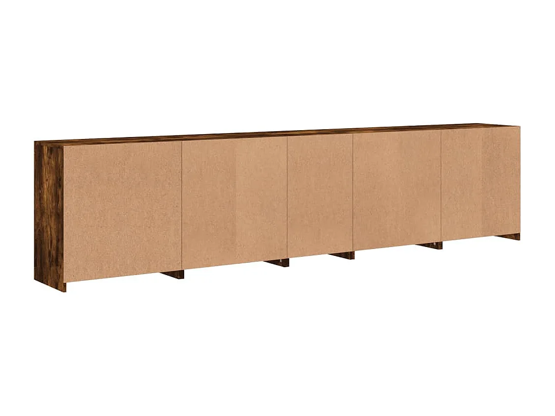 Buffet avec lumières LED chêne fumé 283x37x67 cm