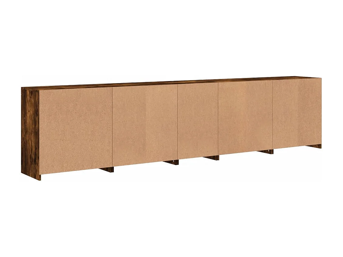 Buffet avec lumières LED chêne fumé 283x37x67 cm