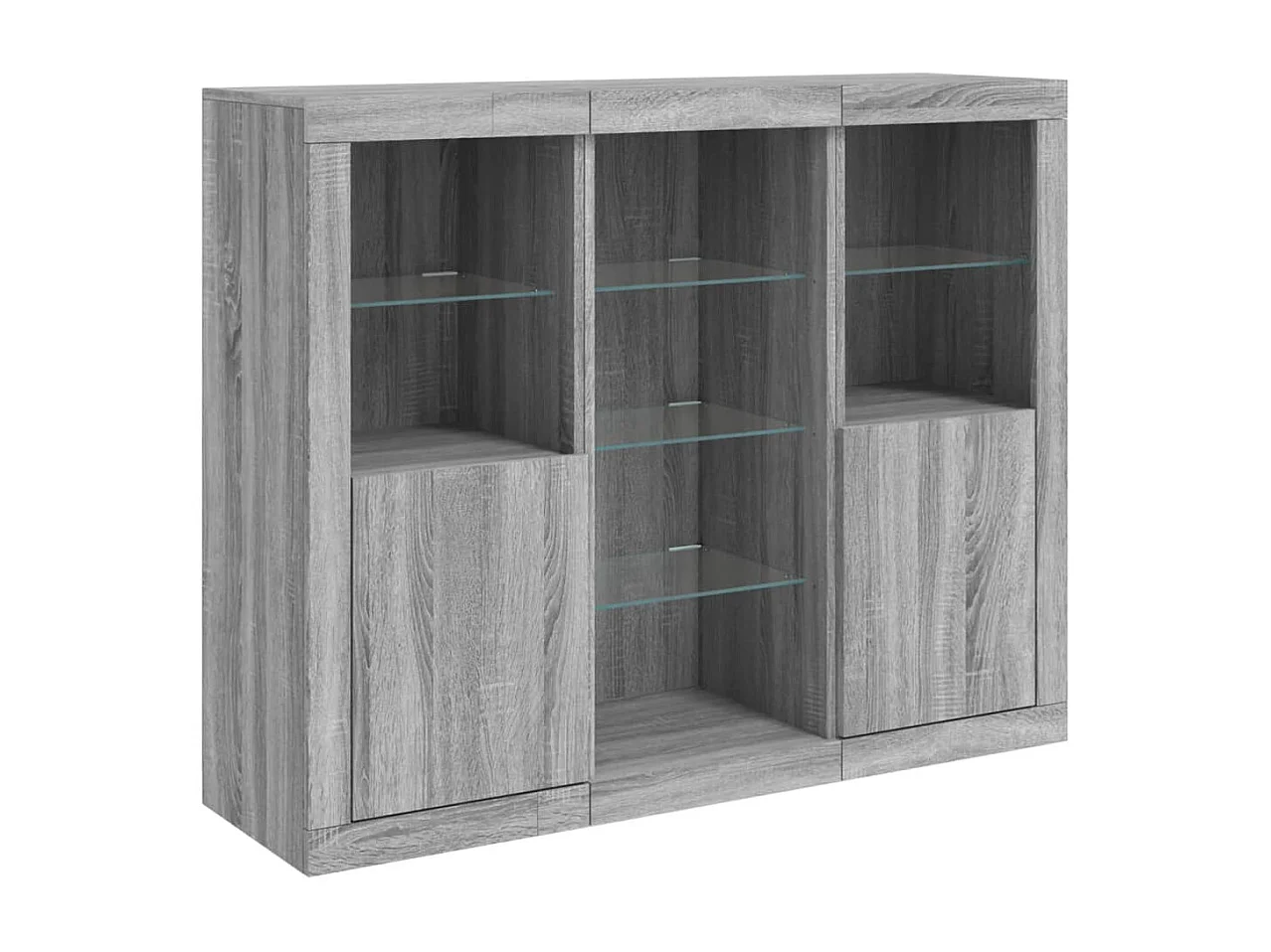 Buffets avec lumières LED 3 pcs sonoma gris bois d'ingénierie