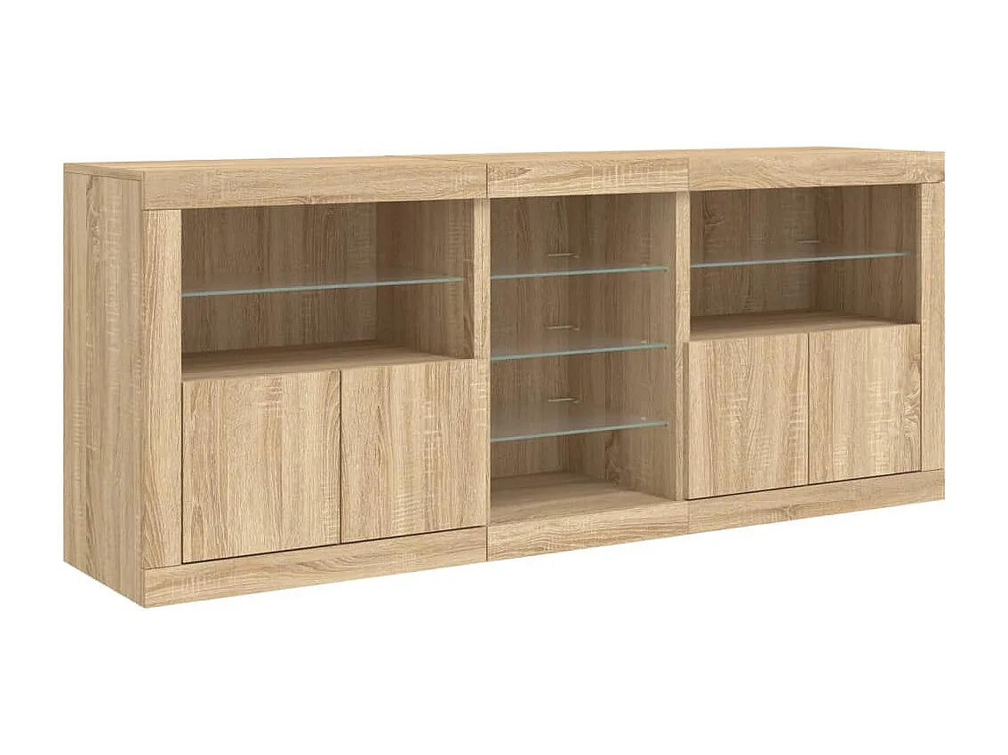 Buffet avec lumières LED chêne sonoma 181,5x37x67 cm