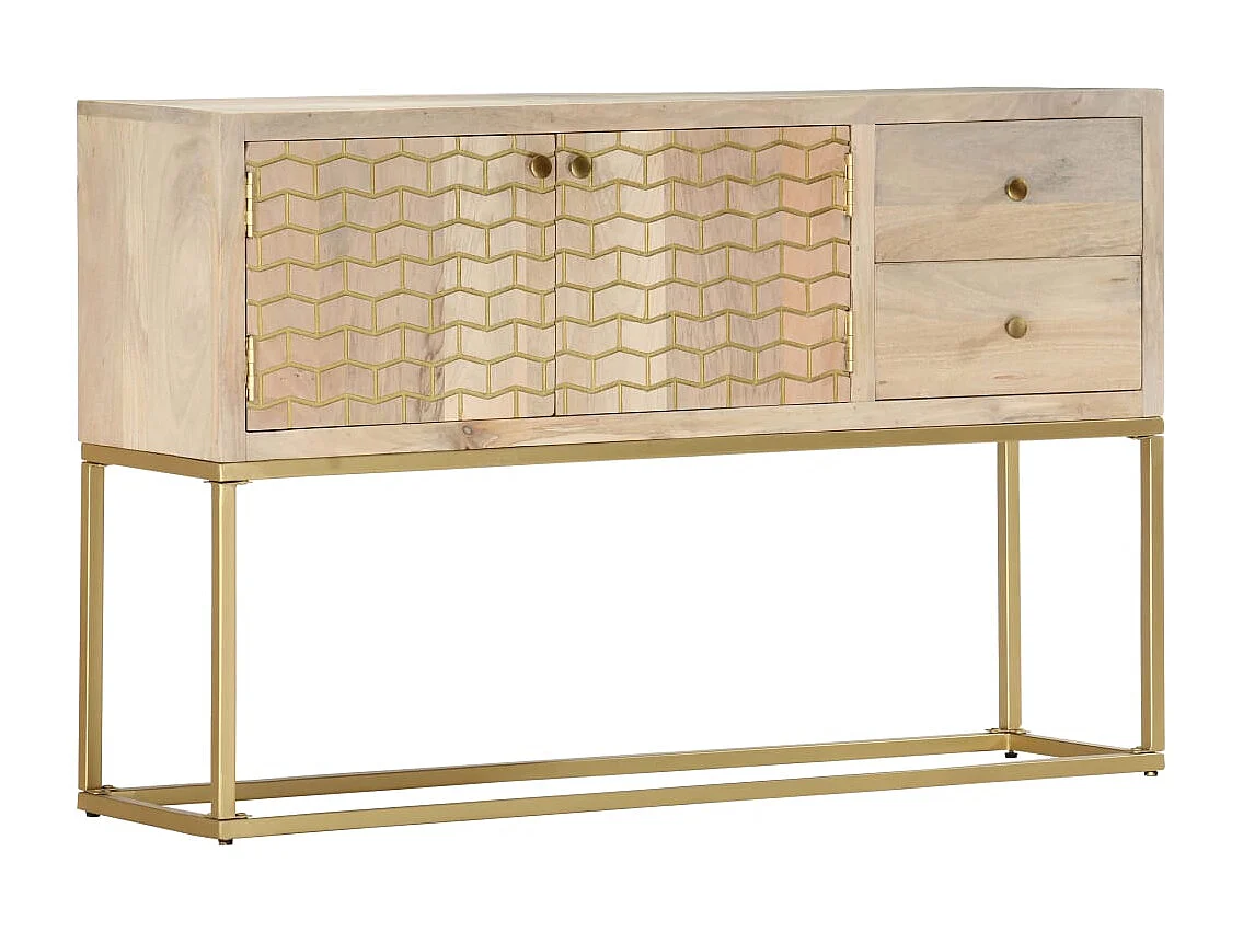 Aparador 120x30x75 cm madeira de mangueira maciça dourado