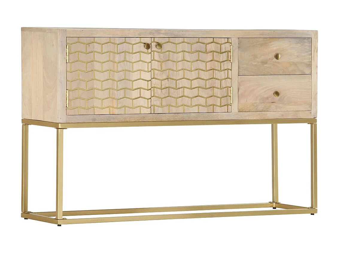 Aparador 120x30x75 cm madeira de mangueira maciça dourado