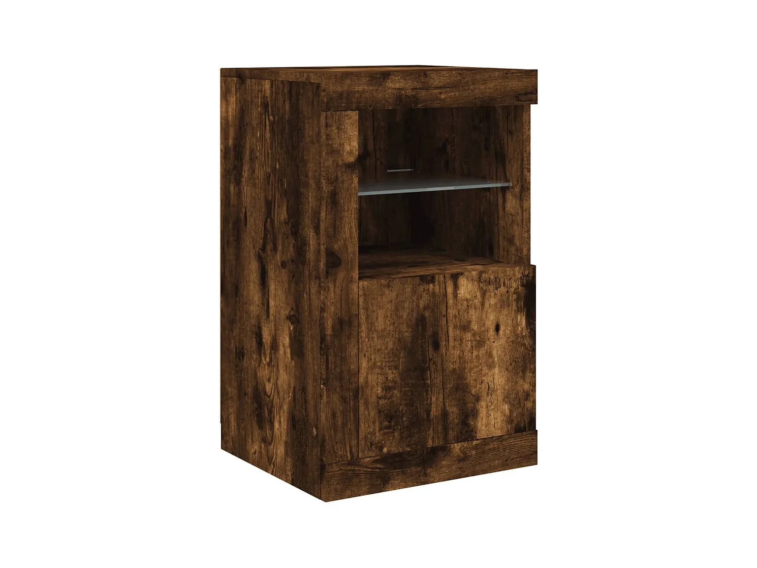 Buffet avec lumières LED chêne fumé 164x37x67 cm