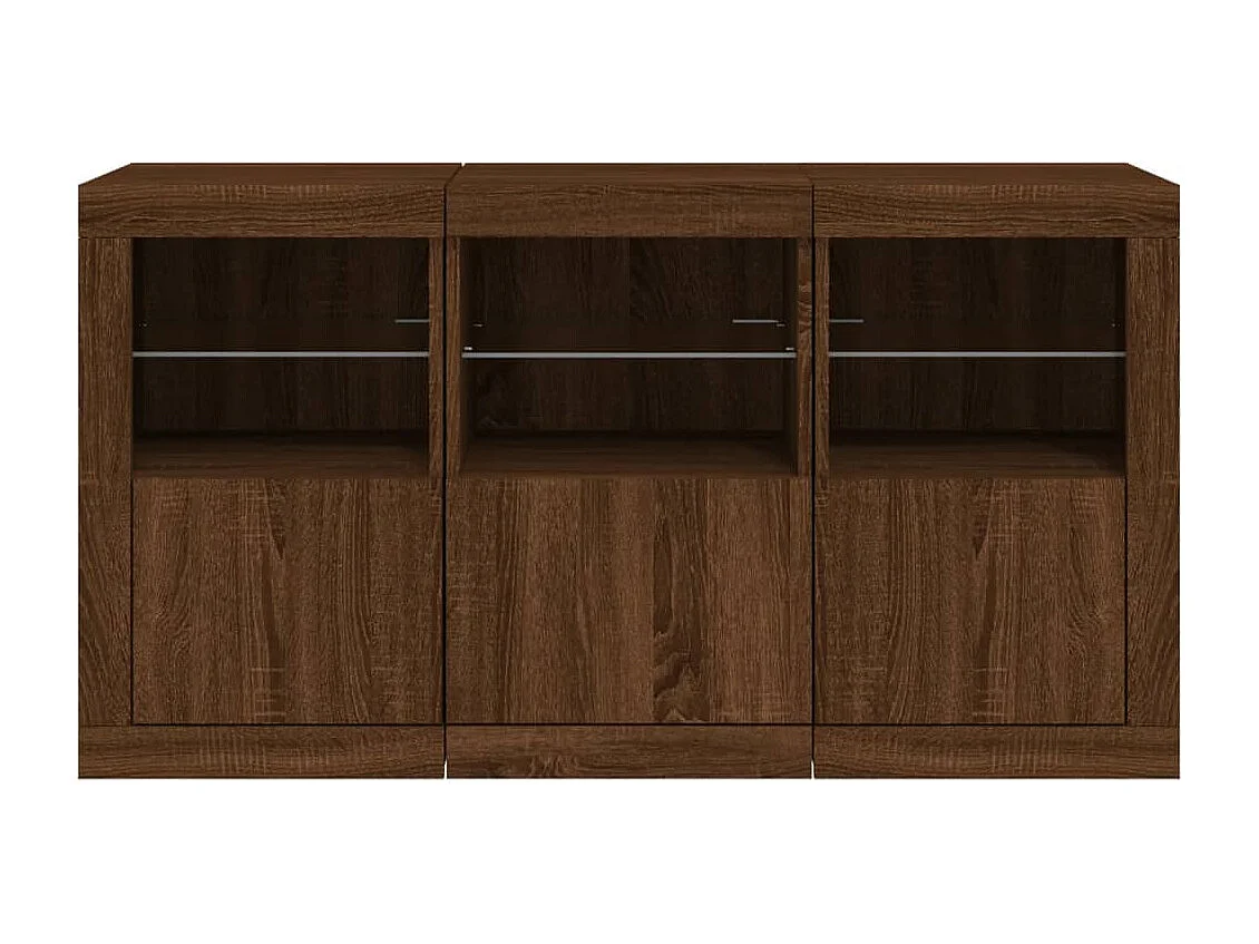 Aparador com luzes LED 123x37x67 cm carvalho castanho