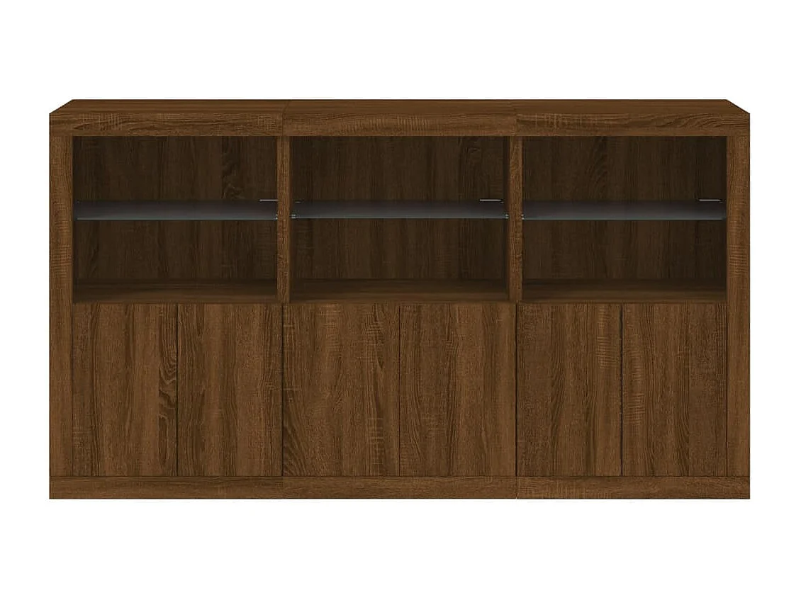 Buffet avec lumières LED chêne marron 181,5x37x100 cm