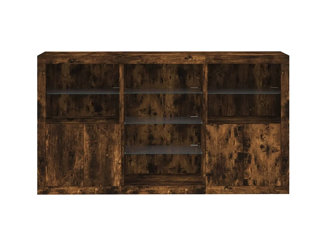 Credenza con Luci LED Rovere Fumo 181,5x37x100 cm