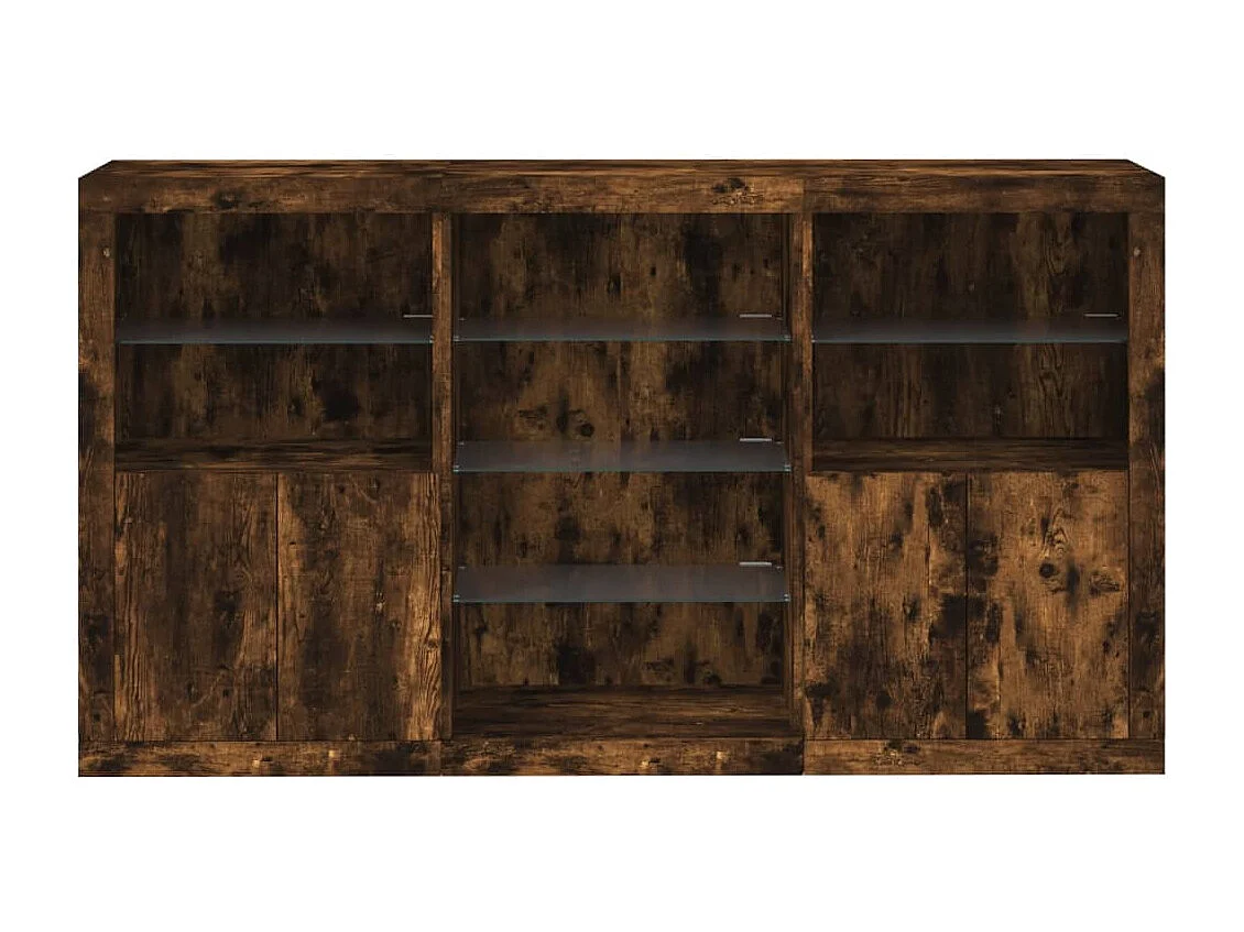 Buffet avec lumières LED chêne fumé 181,5x37x100 cm