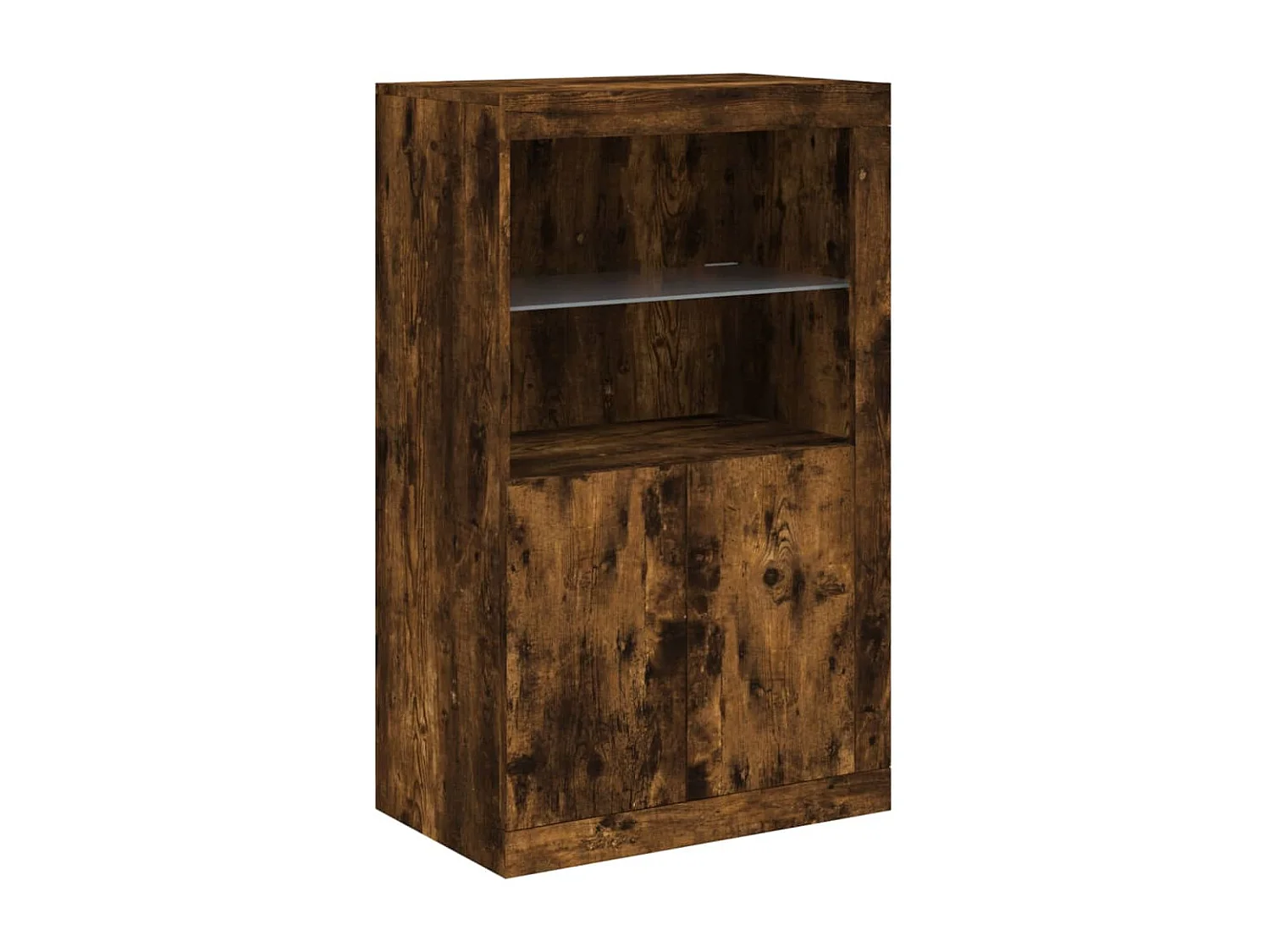 Aparador com luzes LED 181,5x37x100 cm carvalho fumado