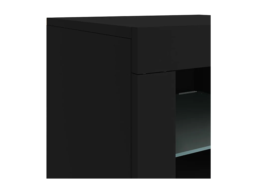 Aparador com luzes LED 181,5x37x67 cm preto
