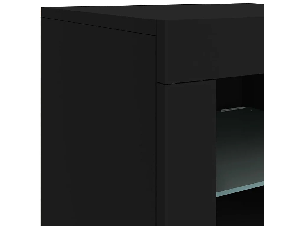 Aparador com luzes LED 181,5x37x67 cm preto