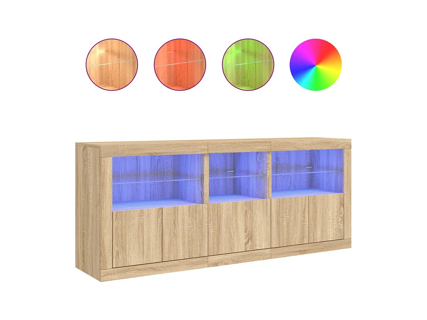 Credenza con Luci LED Rovere Sonoma 162x37x67 cm