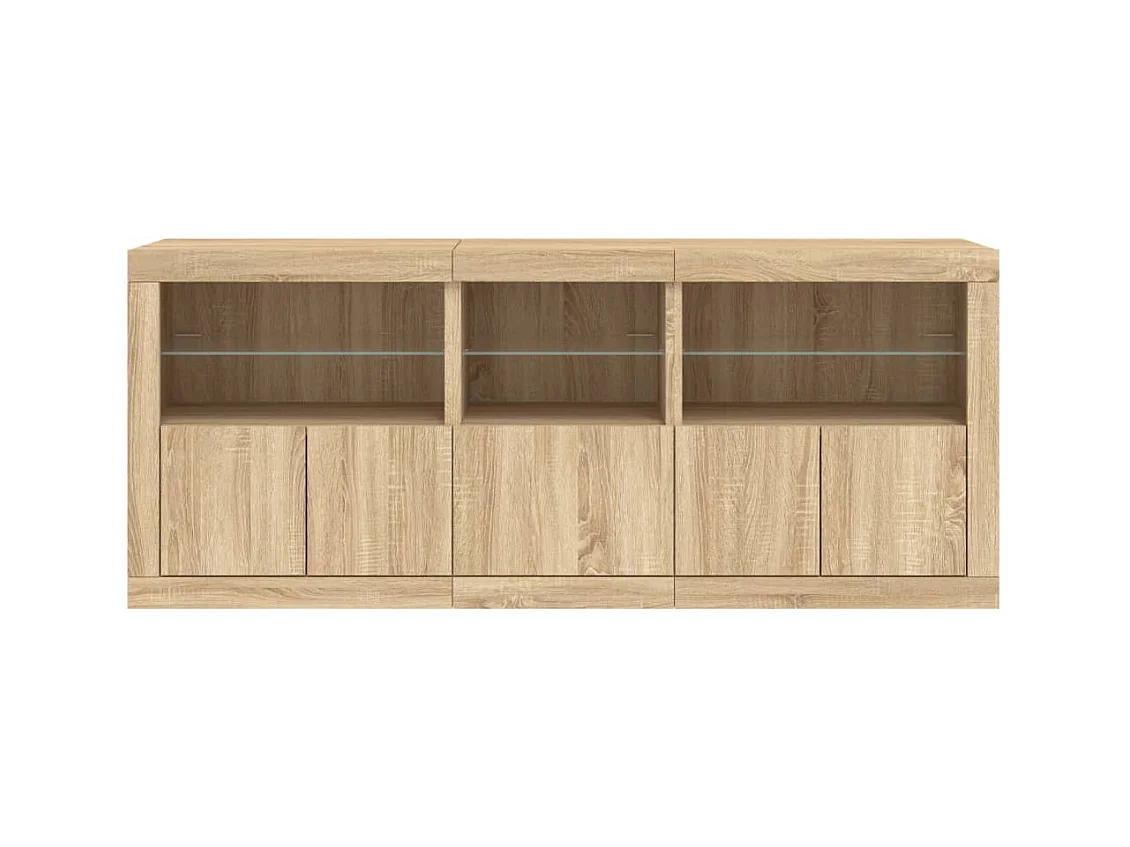Credenza con Luci LED Rovere Sonoma 162x37x67 cm