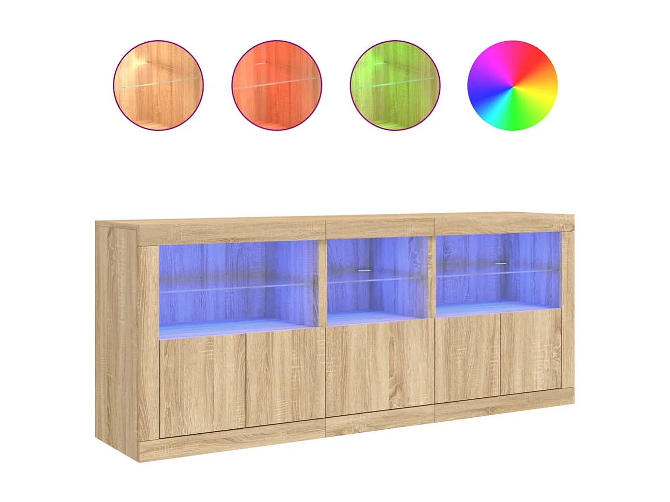Buffet avec lumières LED chêne sonoma 162x37x67 cm