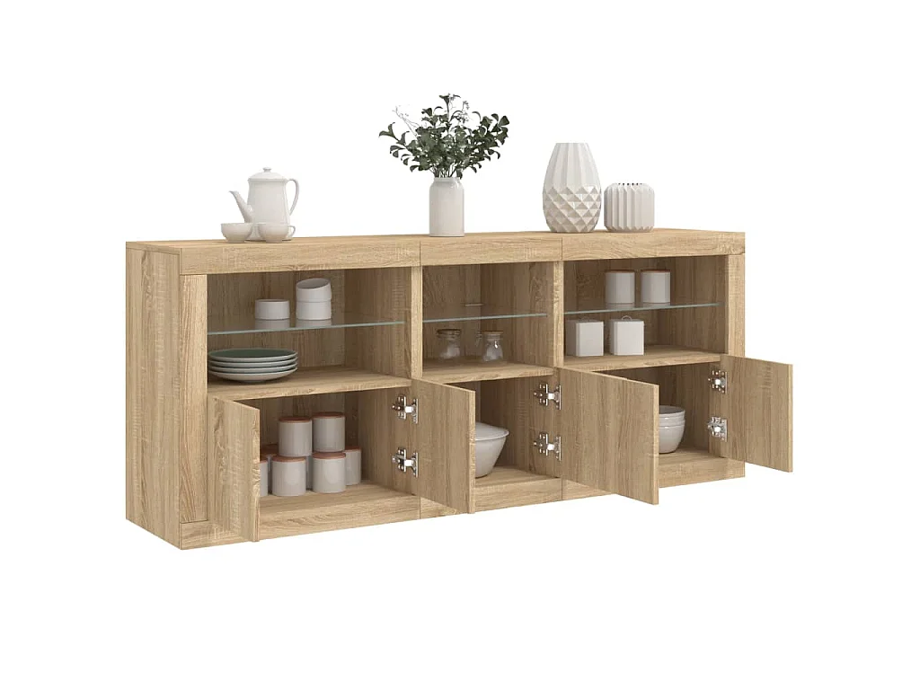 Dressoir met LED-verlichting 162x37x67 cm sonoma eikenkleurig