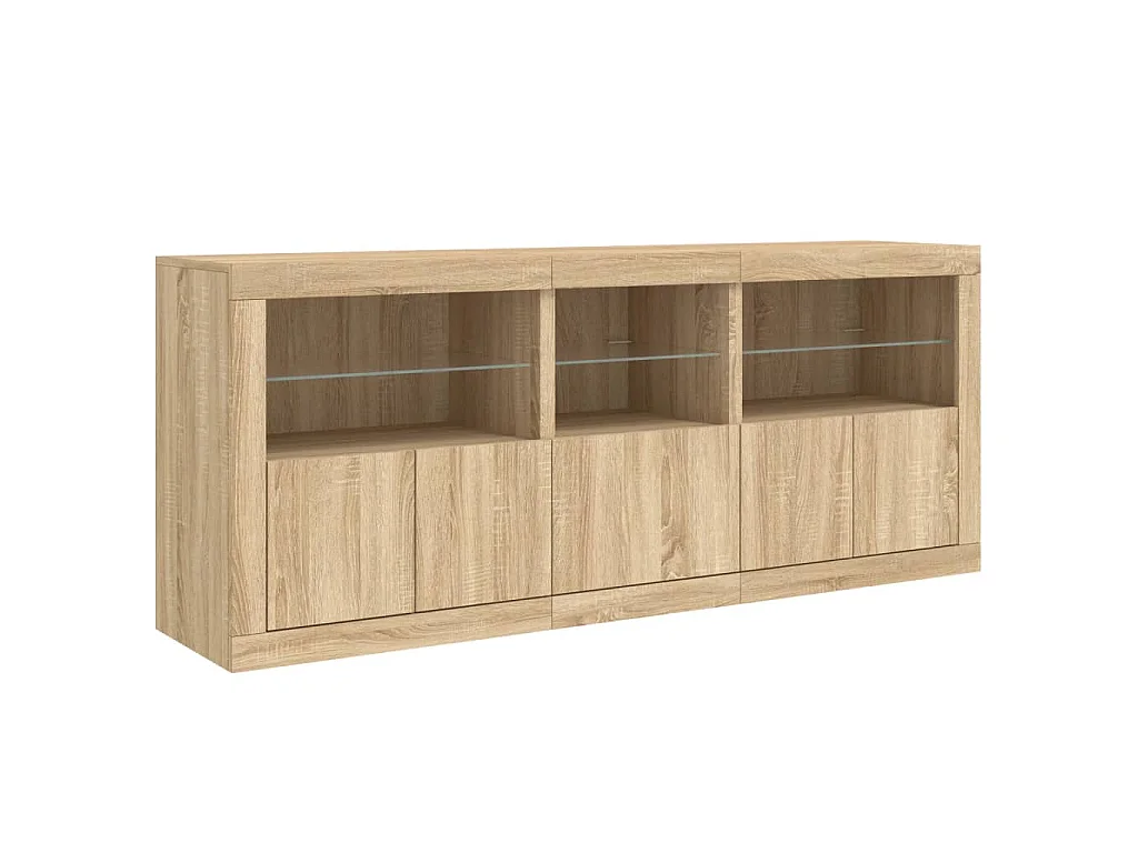 Dressoir met LED-verlichting 162x37x67 cm sonoma eikenkleurig