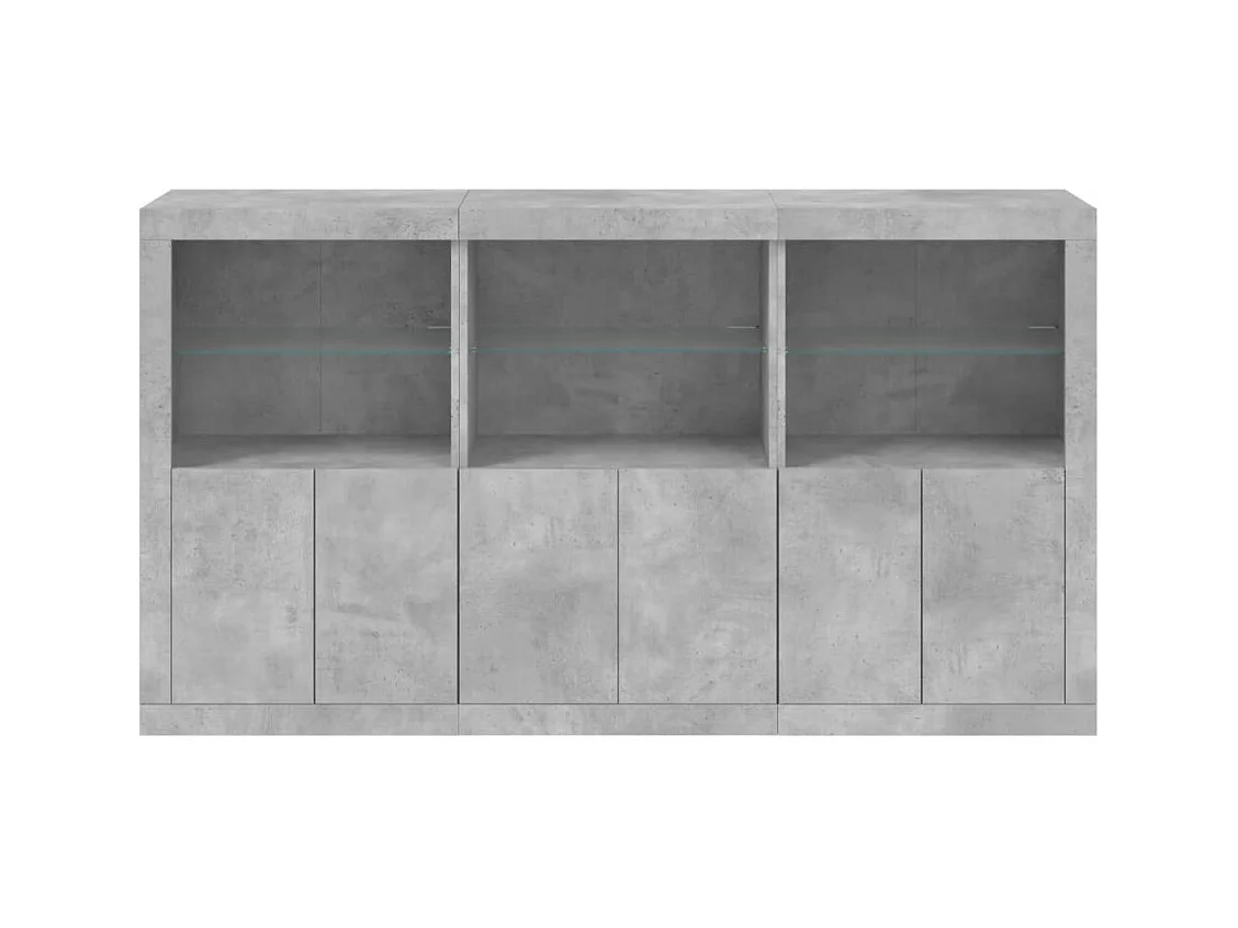 Aparador com luzes LED 181,5x37x100 cm cinzento cimento