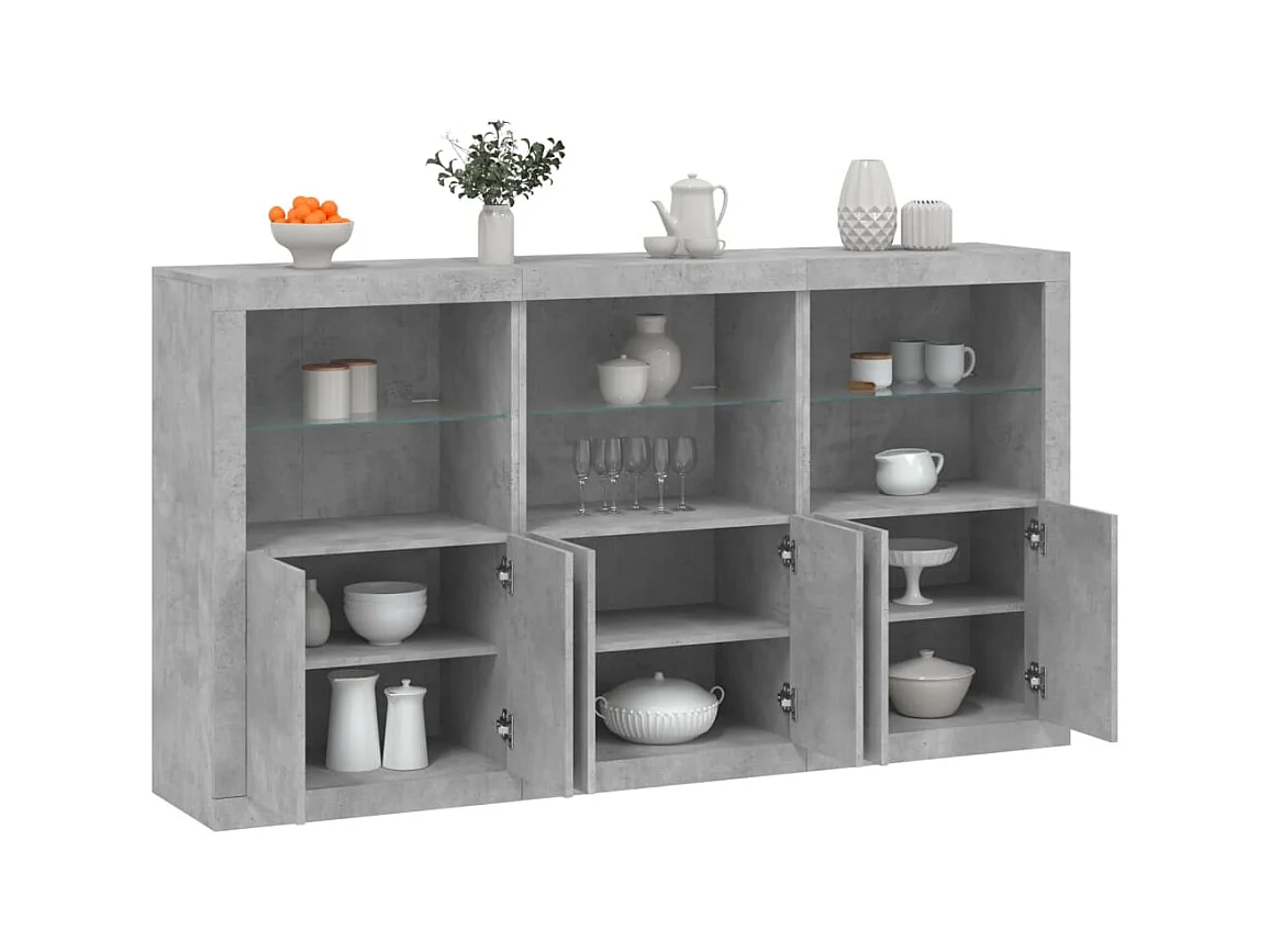 Buffet avec lumières LED gris béton 181,5x37x100 cm