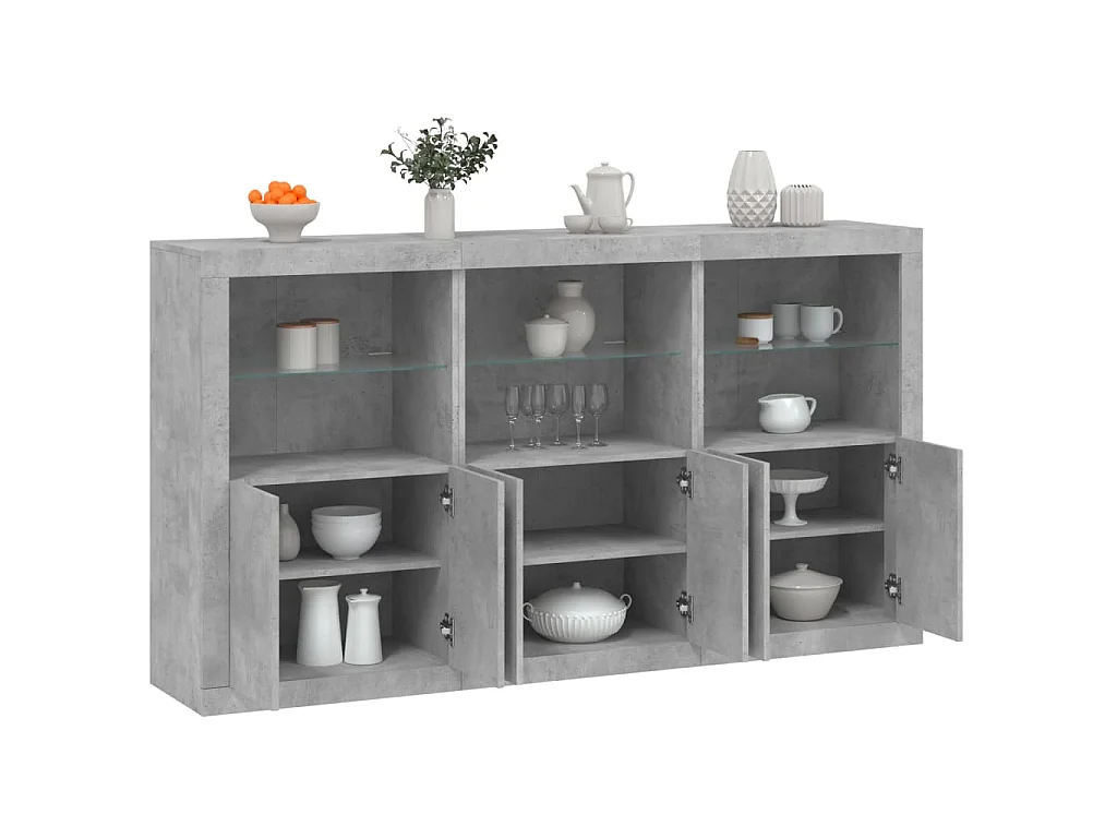 Dressoir met LED-verlichting 181,5x37x100 cm betongrijs