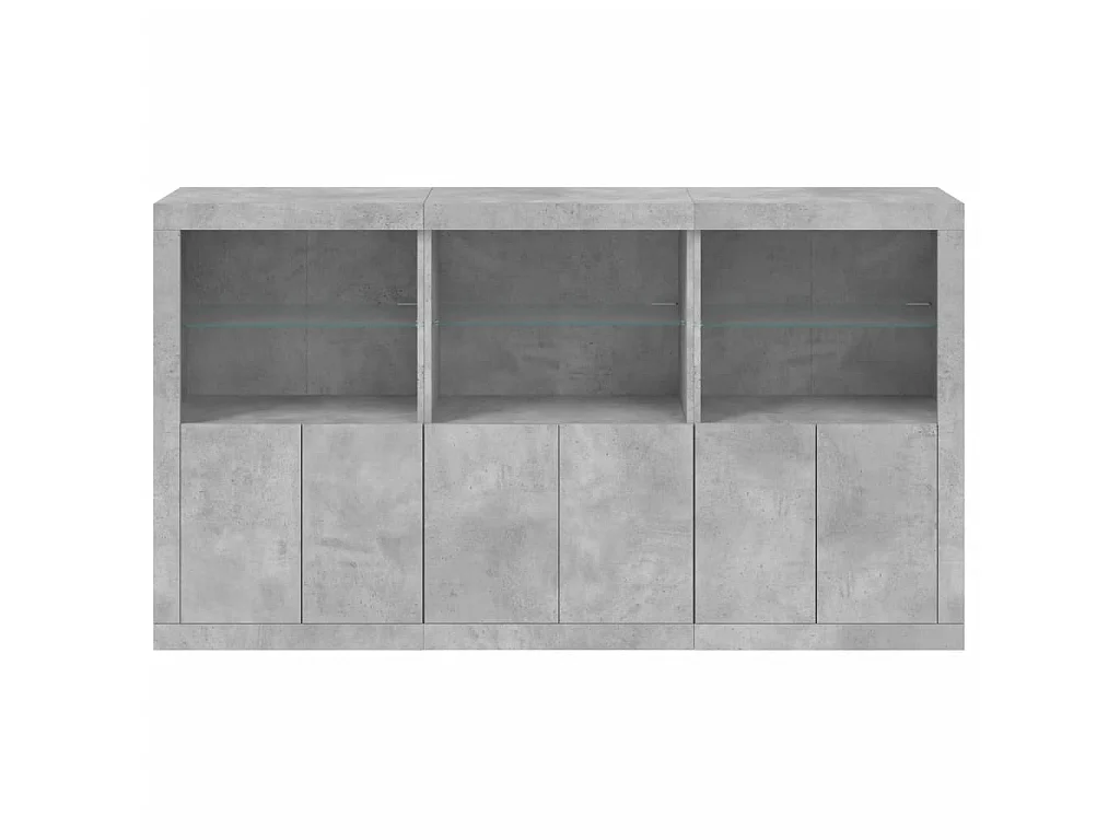 Dressoir met LED-verlichting 181,5x37x100 cm betongrijs