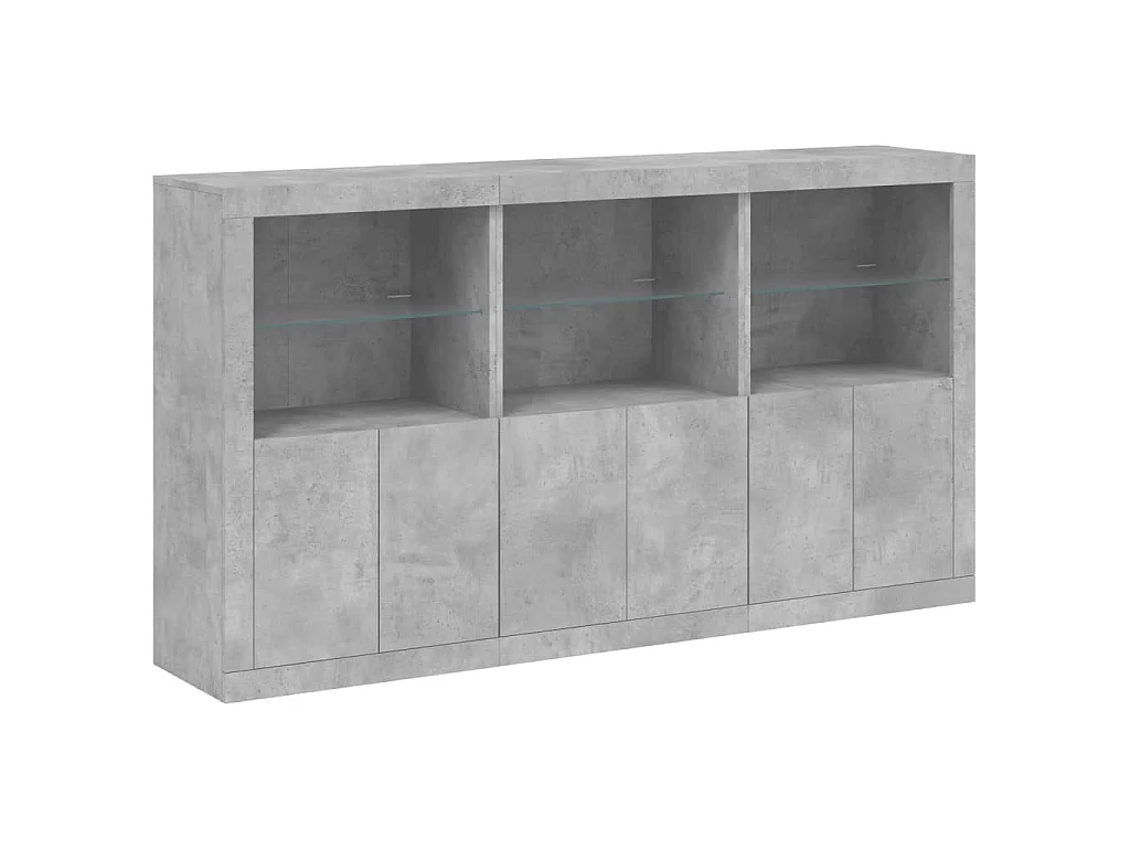 Aparador com luzes LED 181,5x37x100 cm cinzento cimento