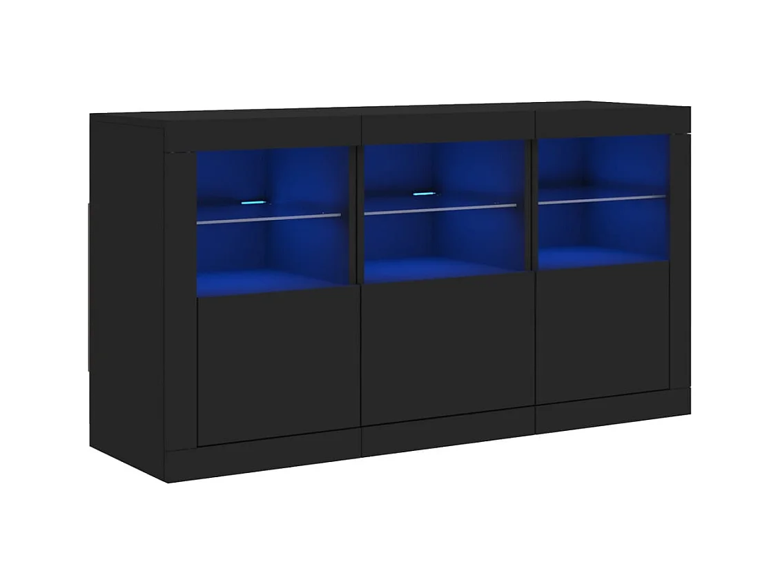 Buffet avec lumières LED noir 123x37x67 cm