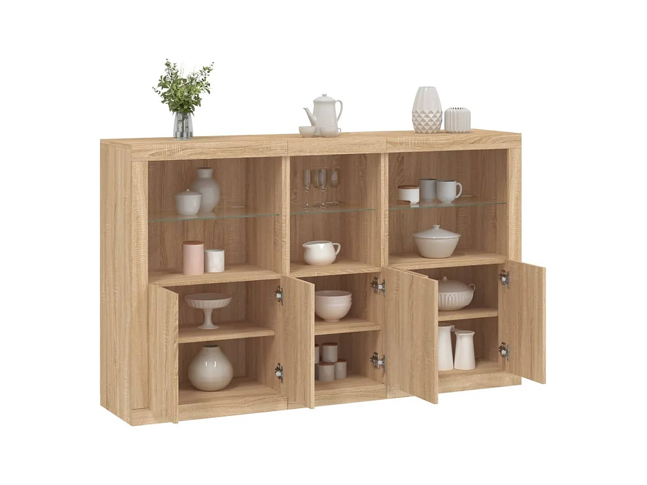 Buffet avec lumières LED chêne sonoma 162x37x100 cm