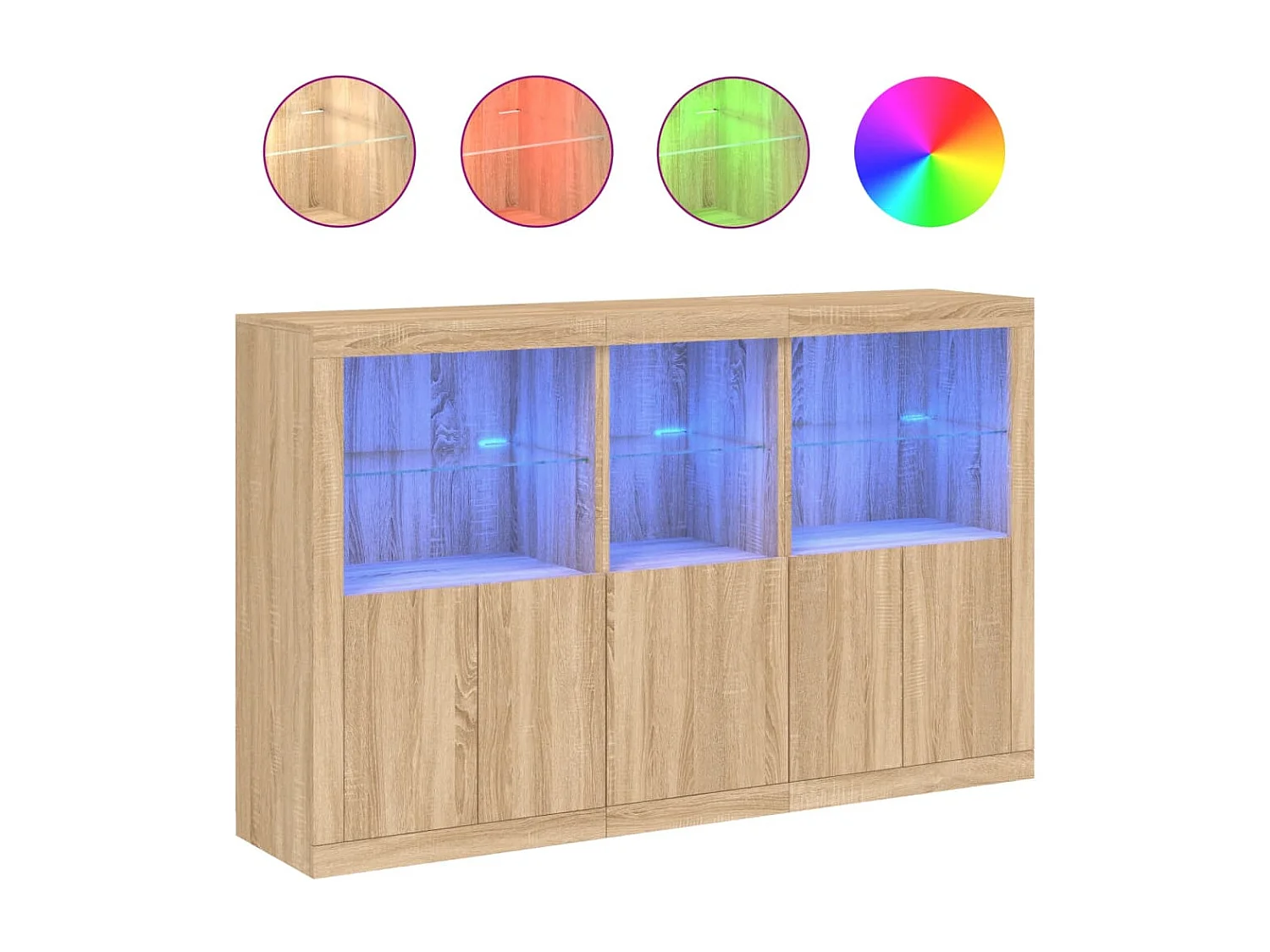 Aparador com luzes LED 162x37x100 cm carvalho sonoma