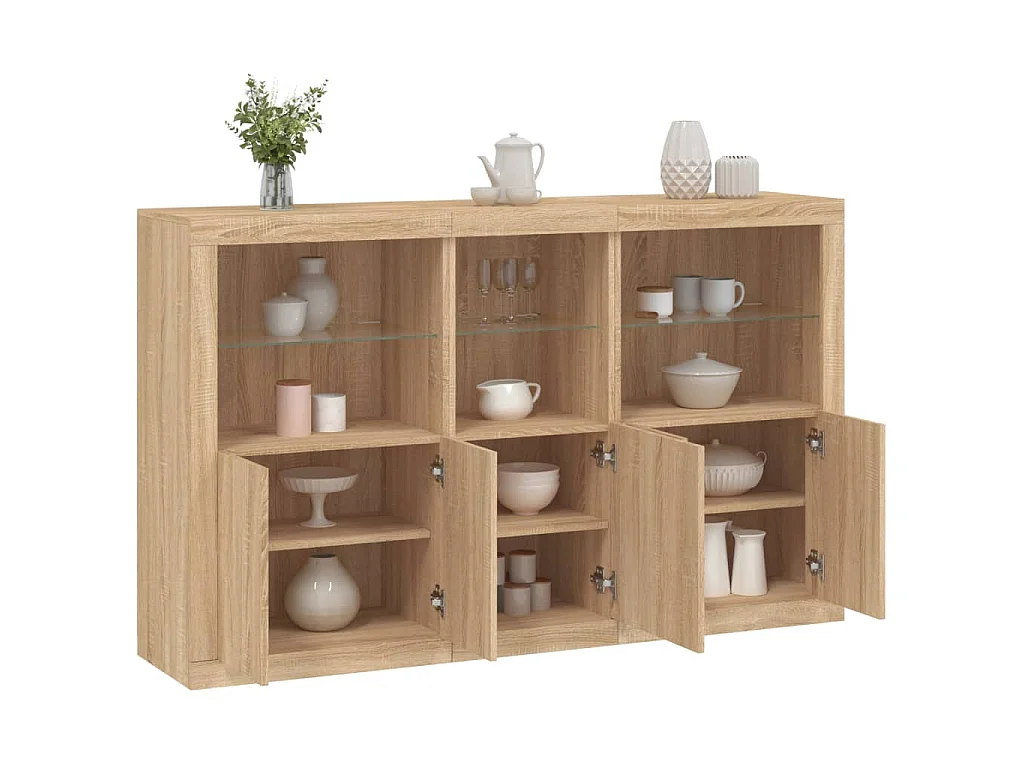 Aparador com luzes LED 162x37x100 cm carvalho sonoma