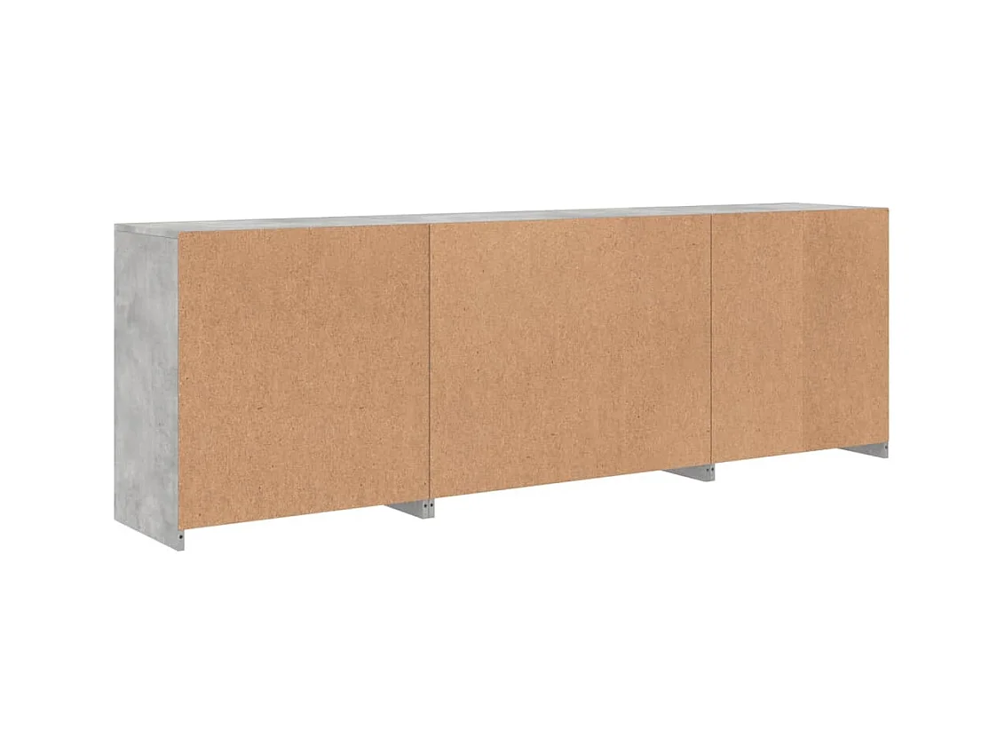 Buffet avec lumières LED gris béton 202x37x67 cm
