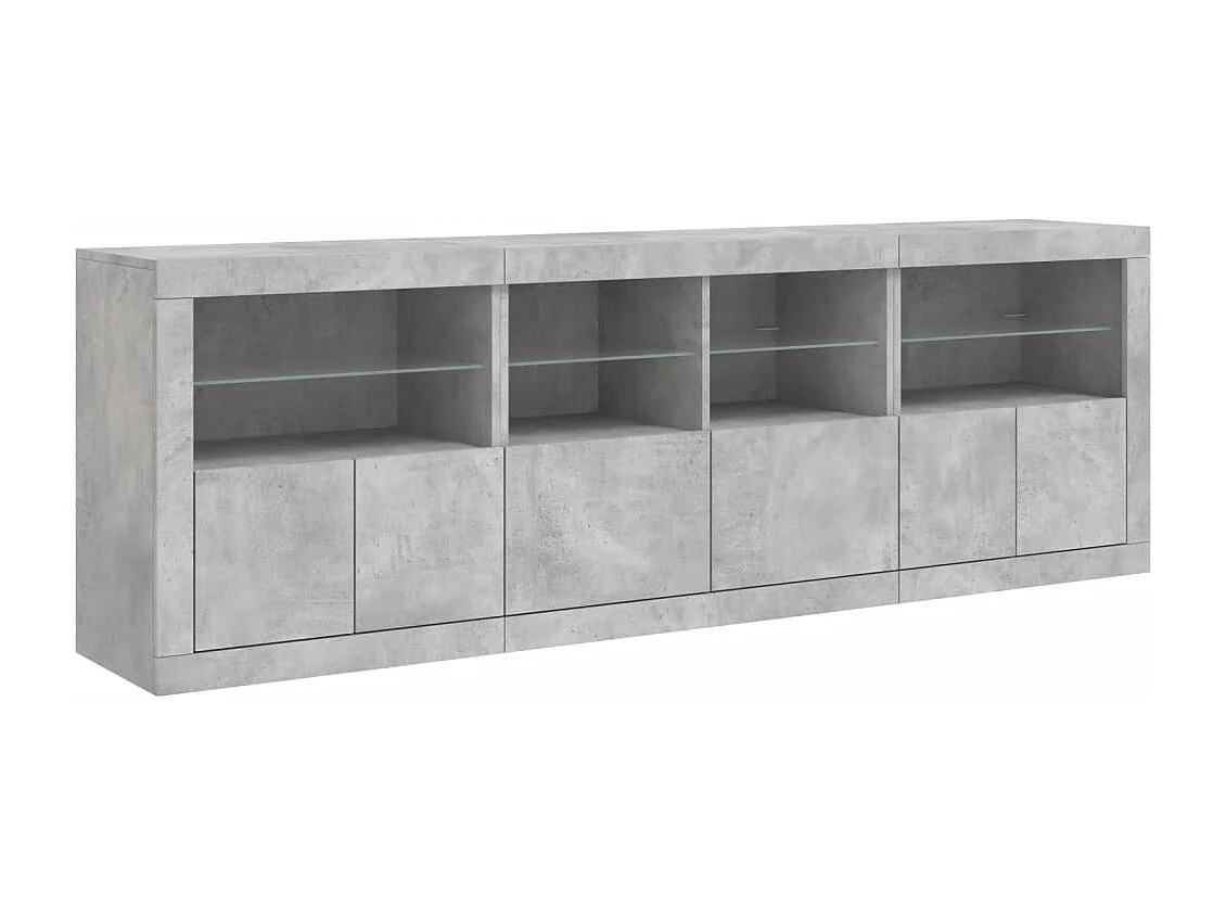Credenza con Luci LED Grigio Cemento 202x37x67 cm