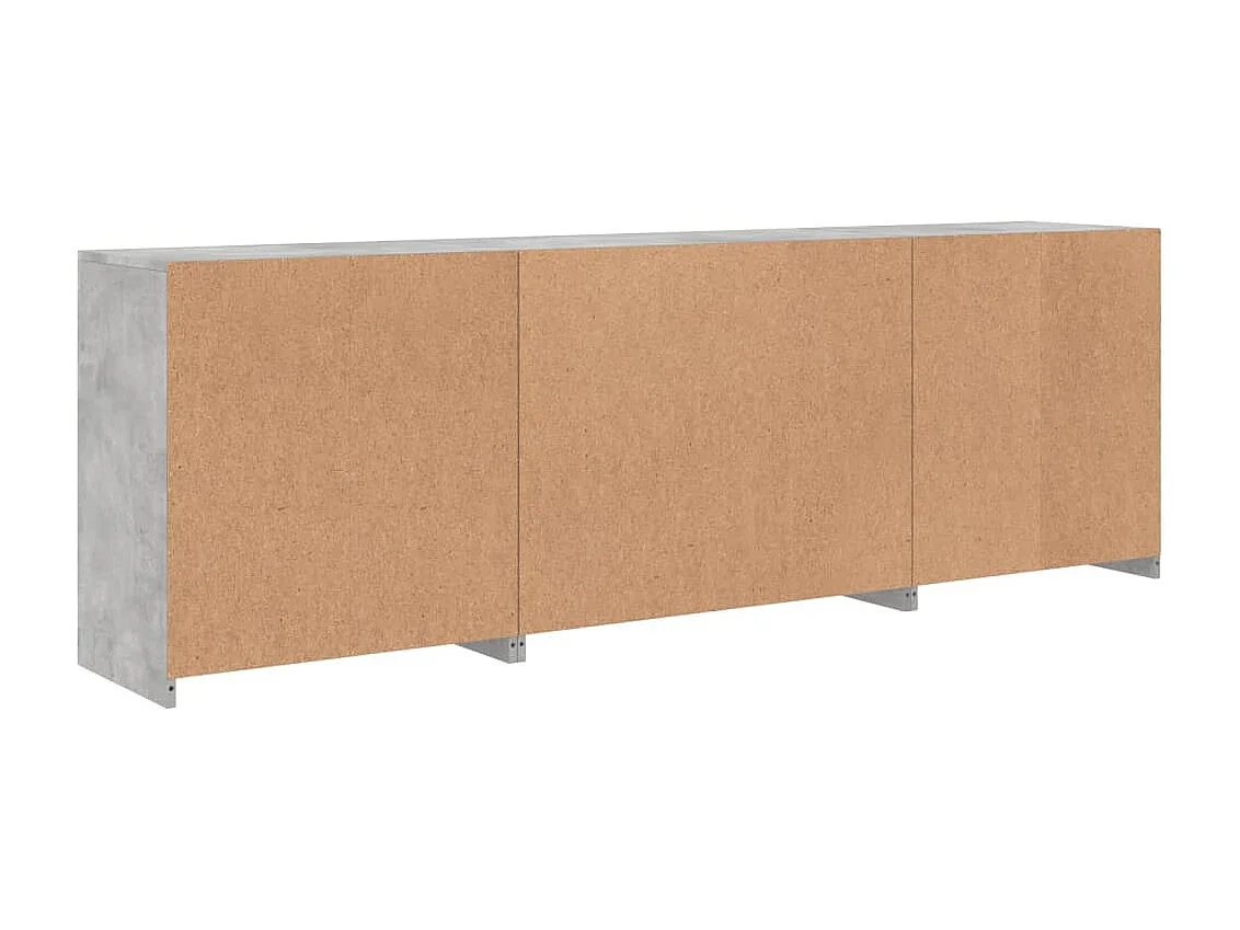 Credenza con Luci LED Grigio Cemento 202x37x67 cm