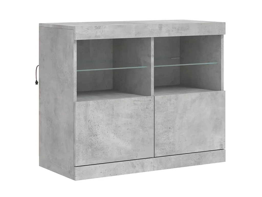 Sideboard mit LED-Leuchten Betongrau 202x37x67 cm