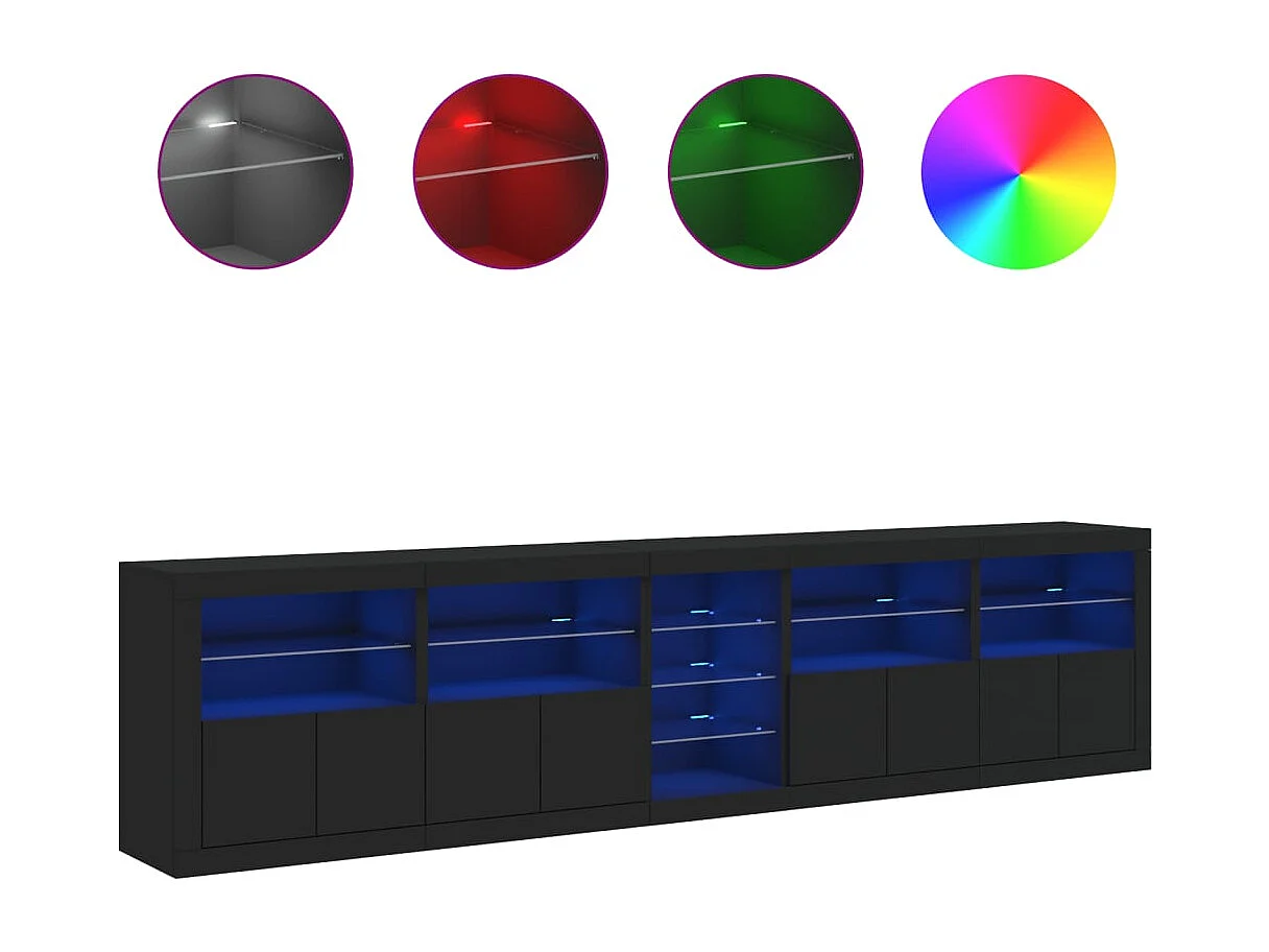 Dressoir met LED-verlichting 283x37x67 cm zwart