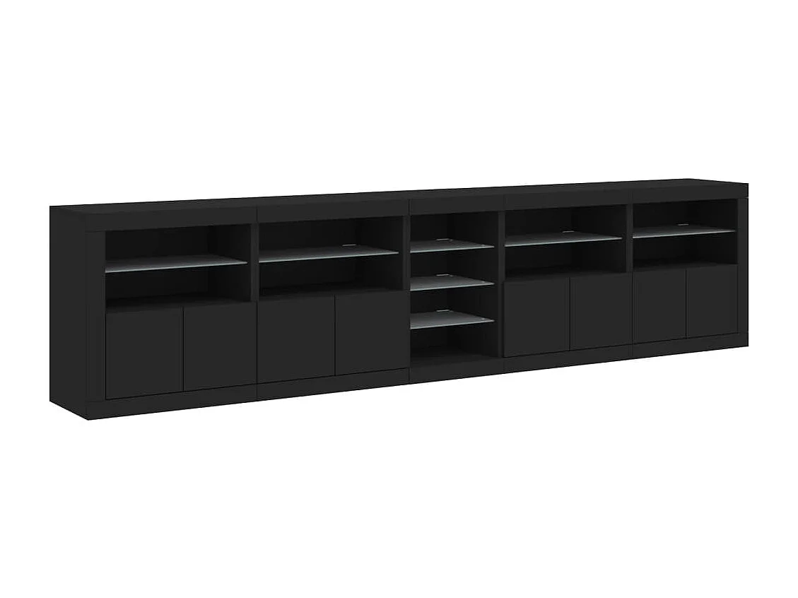 Dressoir met LED-verlichting 283x37x67 cm zwart