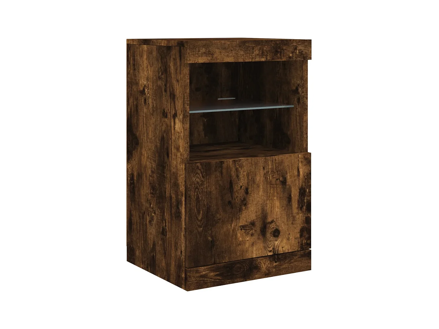 Buffet avec lumières LED chêne fumé 123x37x67 cm