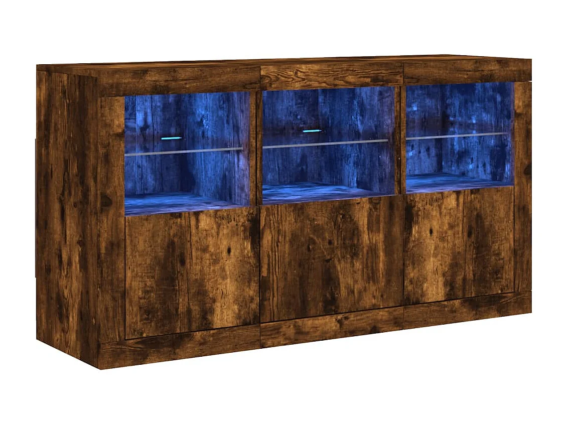 Sideboard mit LED-Leuchten Räuchereiche 123x37x67 cm