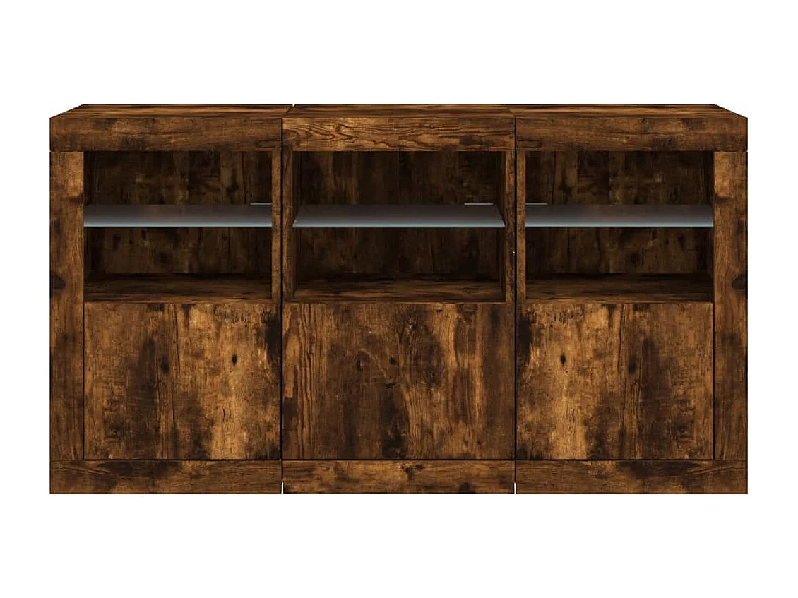 Sideboard mit LED-Leuchten Räuchereiche 123x37x67 cm