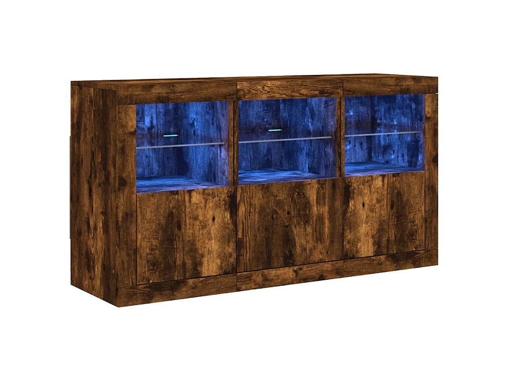 Sideboard mit LED-Leuchten Räuchereiche 123x37x67 cm