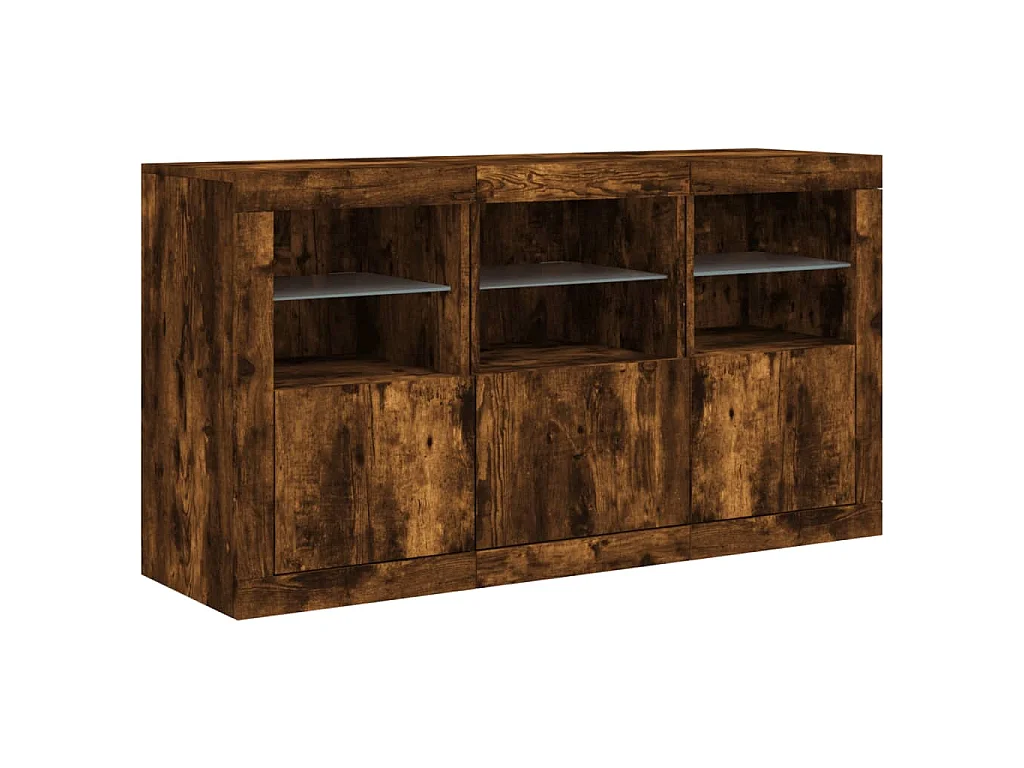 Sideboard mit LED-Leuchten Räuchereiche 123x37x67 cm