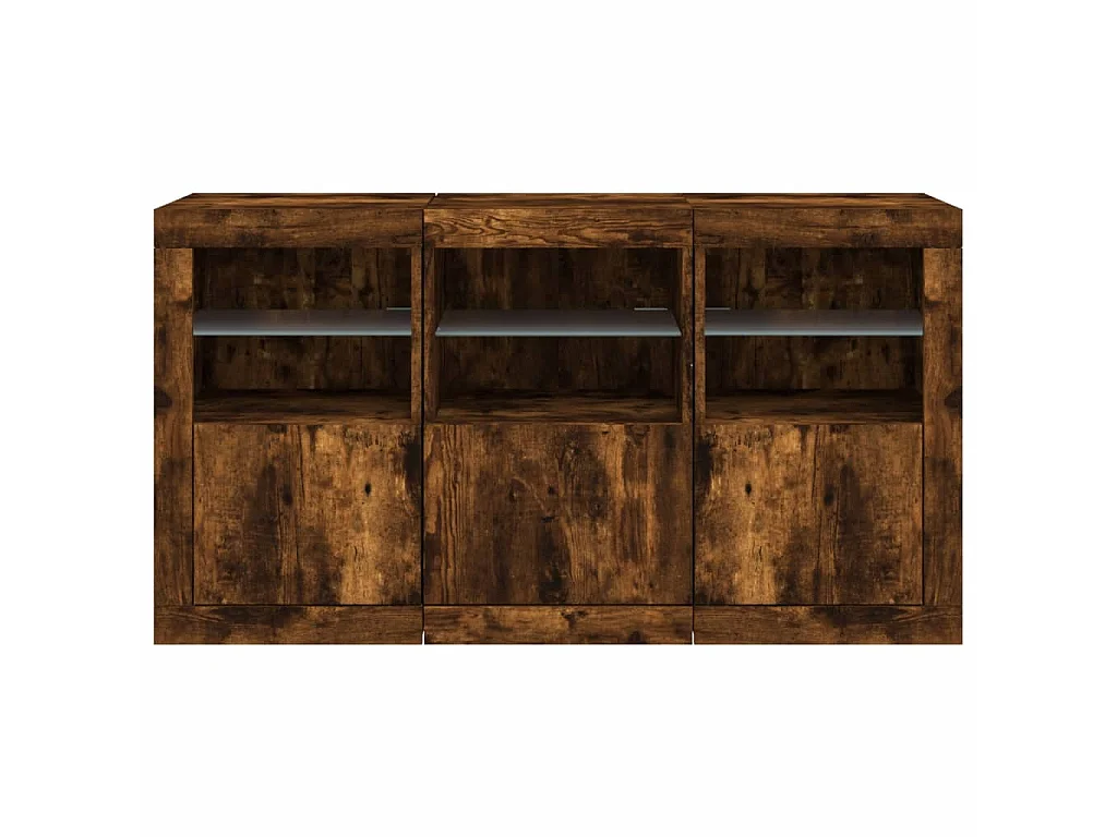 Sideboard mit LED-Leuchten Räuchereiche 123x37x67 cm