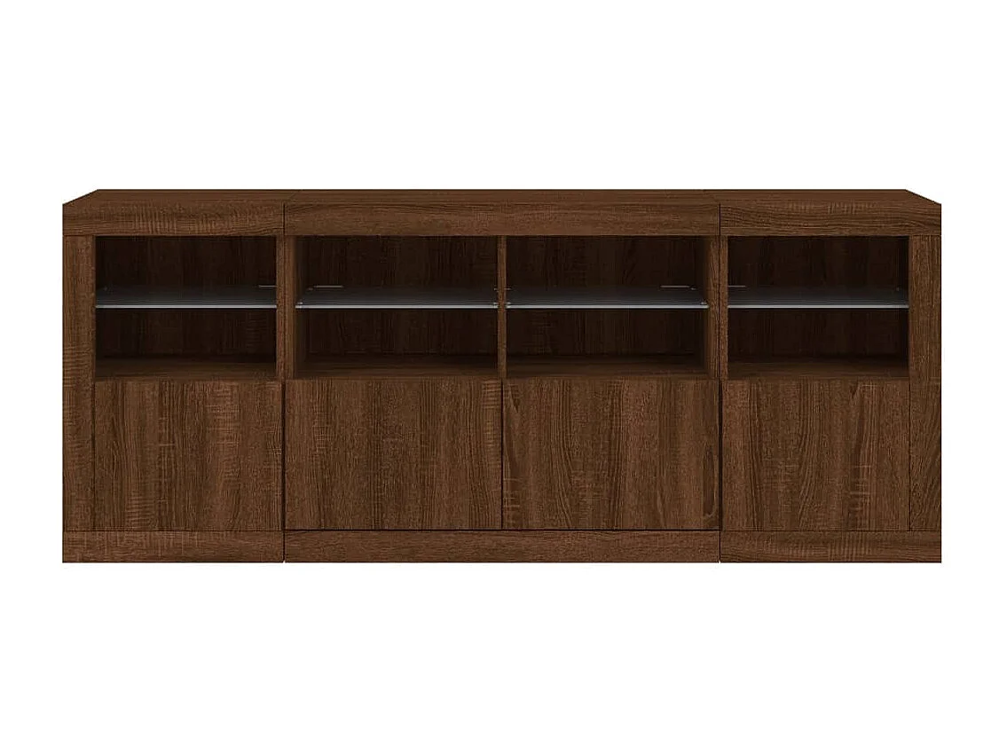 Aparador com luzes LED 163x37x67 cm carvalho castanho