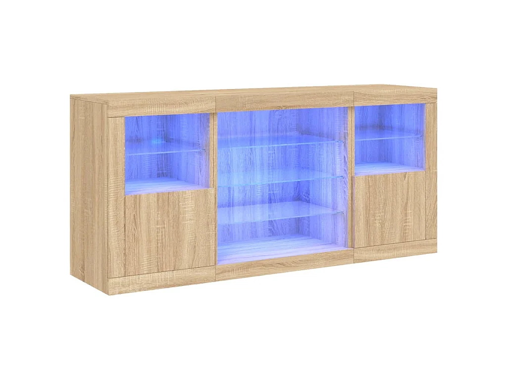 Buffet avec lumières LED chêne sonoma 142,5x37x67 cm