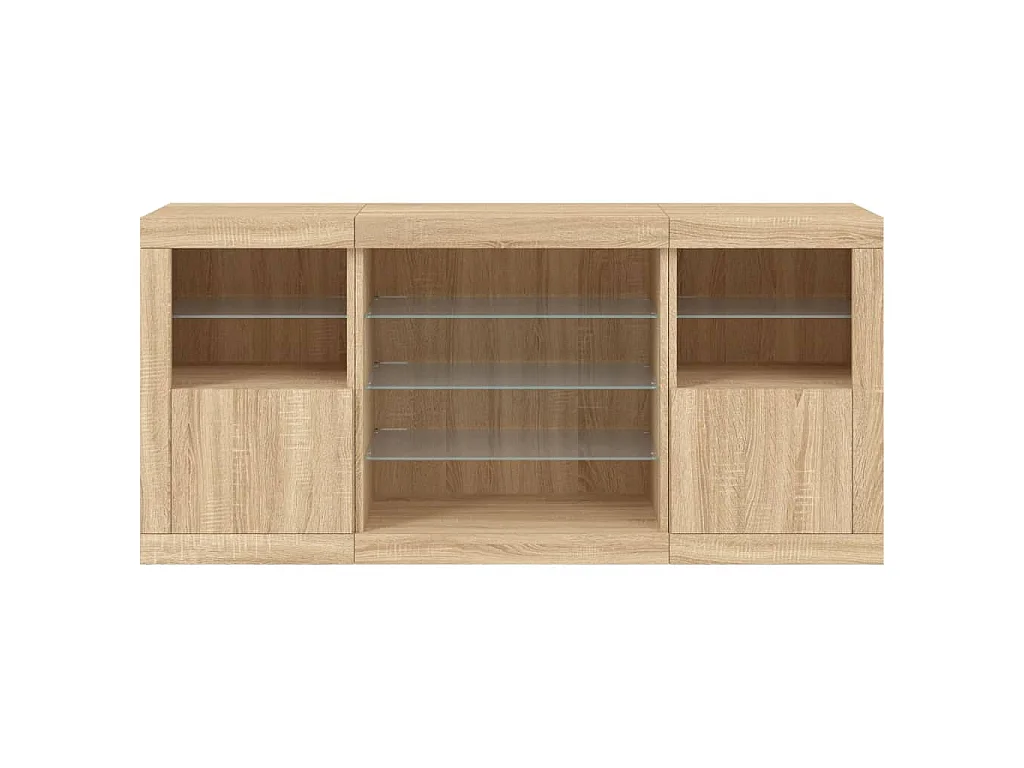 Buffet avec lumières LED chêne sonoma 142,5x37x67 cm
