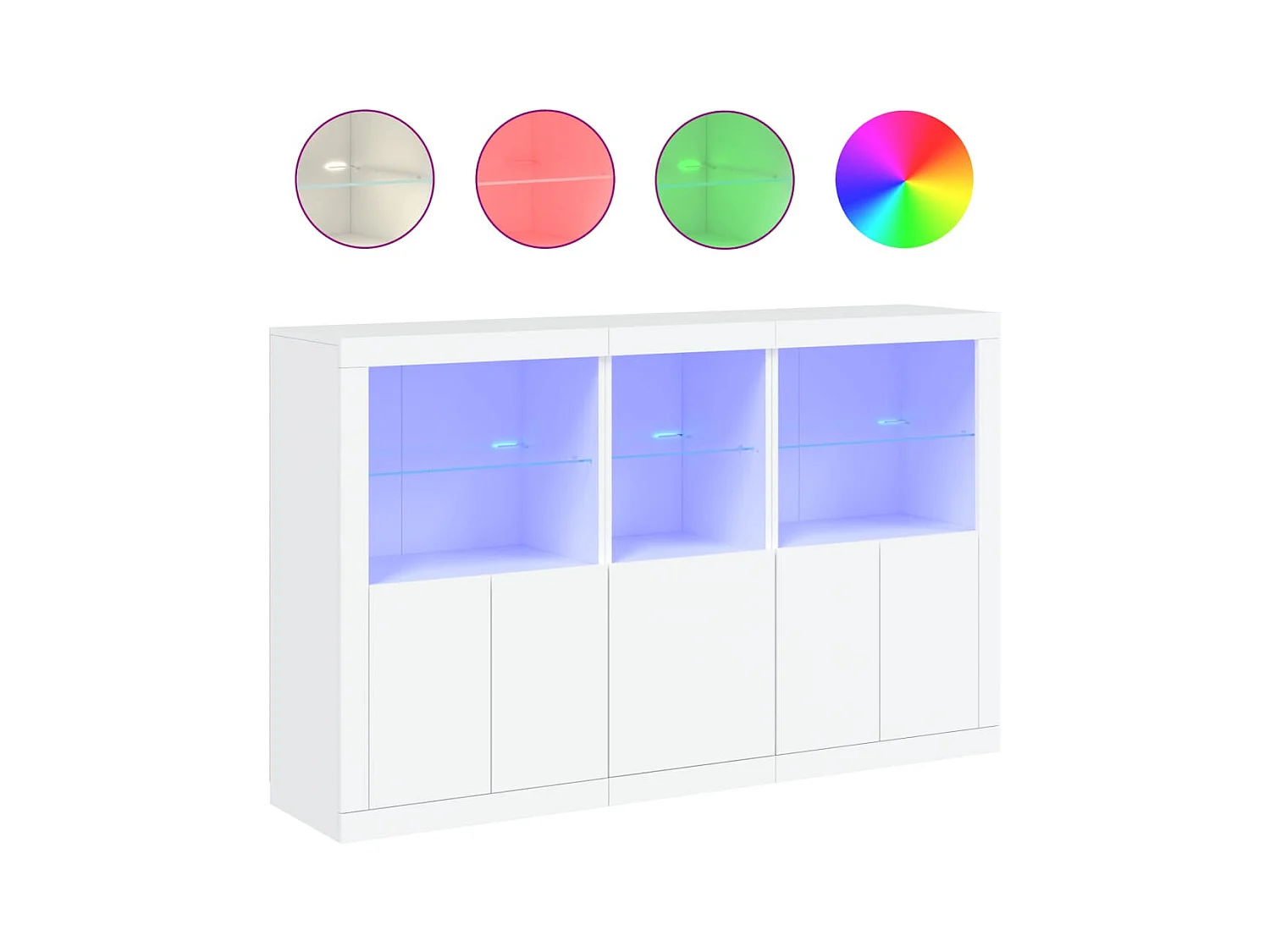 Dressoir met LED-verlichting 162x37x100 cm wit