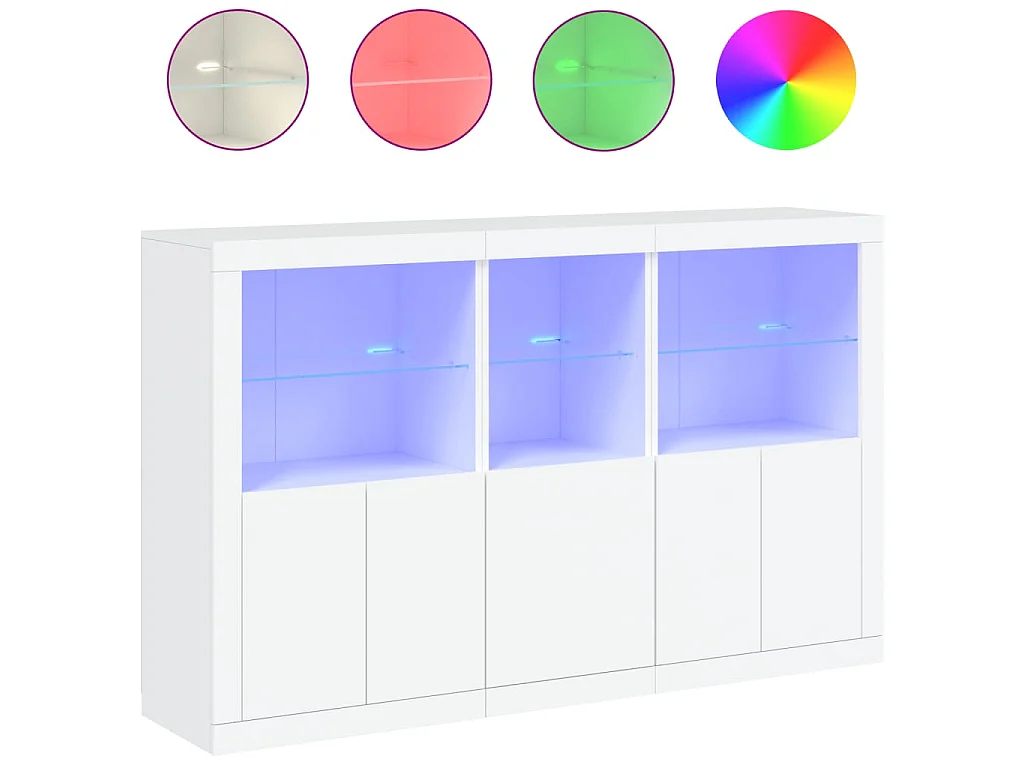 Aparador com luzes LED 162x37x100 cm branco