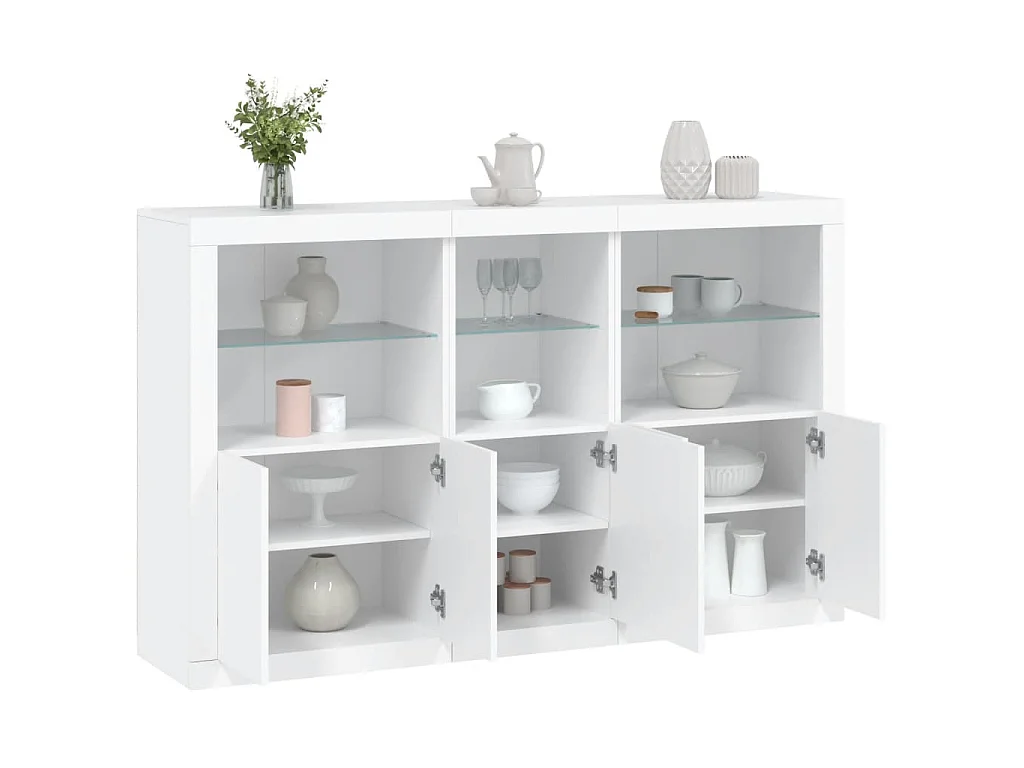 Aparador com luzes LED 162x37x100 cm branco