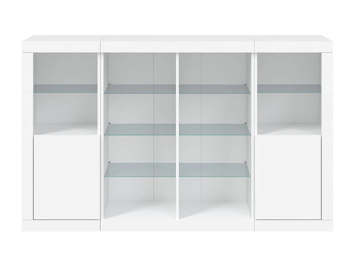 Buffets avec lumières LED 3 pcs blanc bois d'ingénierie